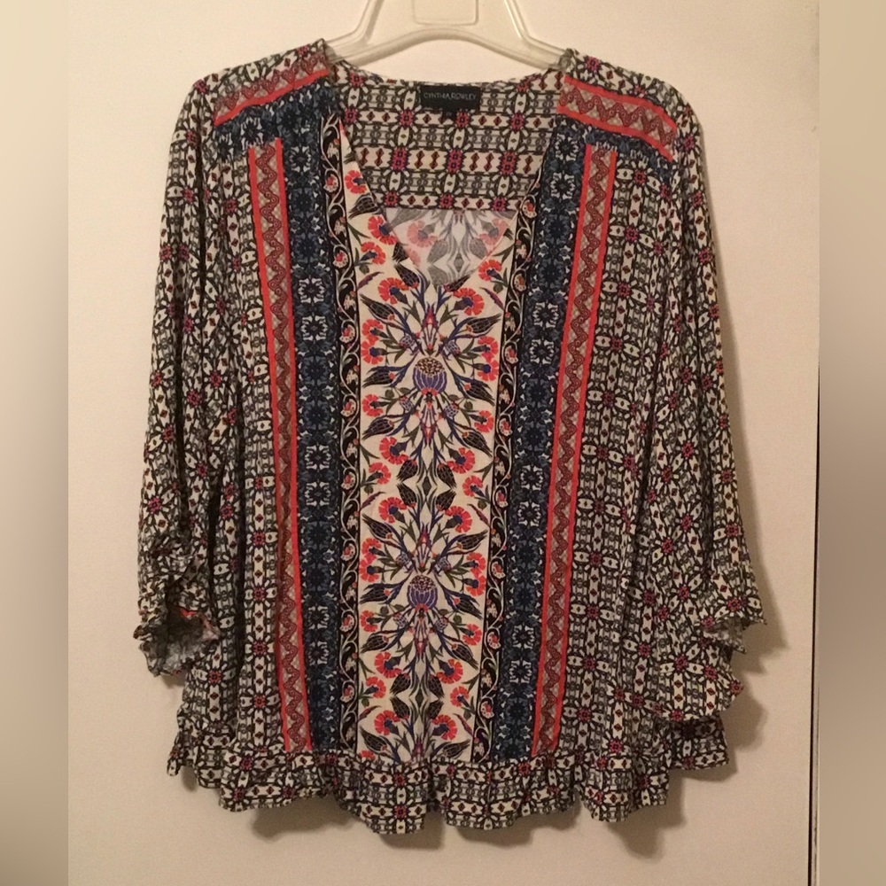 Cynthia Rowley Black and White Graphic Blouse